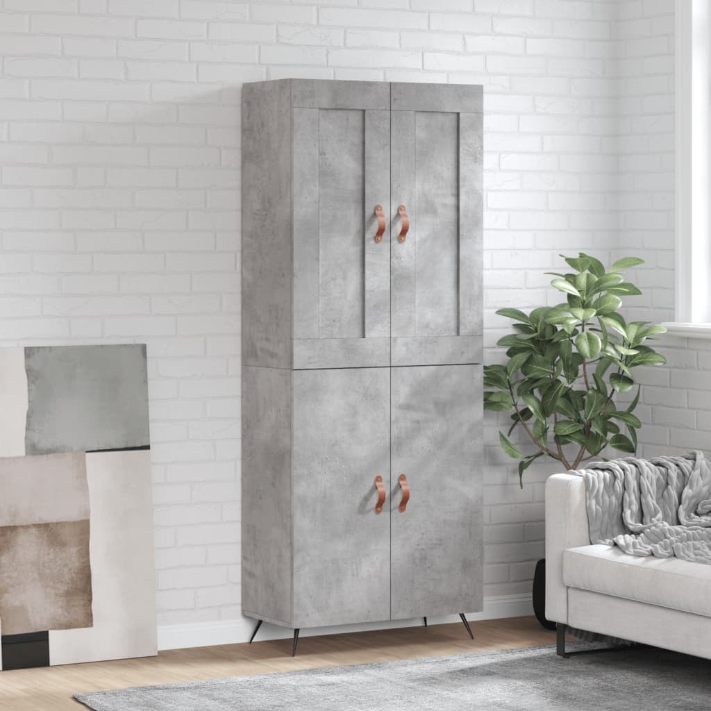 Highboard Betongrau 69,5x34x180 cm Holzwerkstoff
