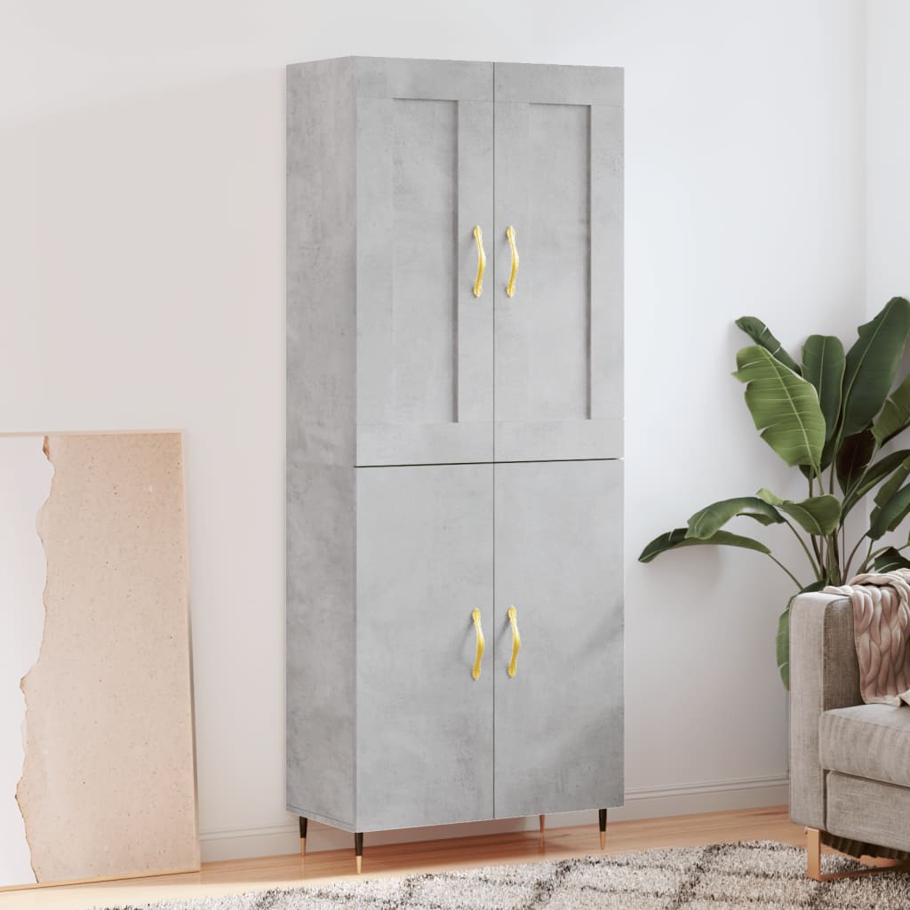 Highboard Betongrau 69,5x34x180 cm Holzwerkstoff