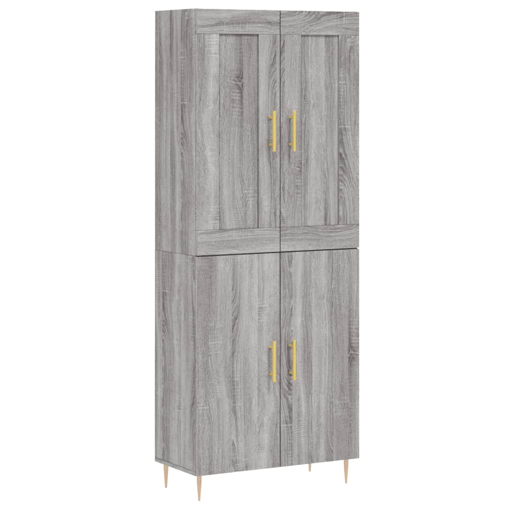 Highboard Grau Sonoma 69,5x34x180 cm Holzwerkstoff