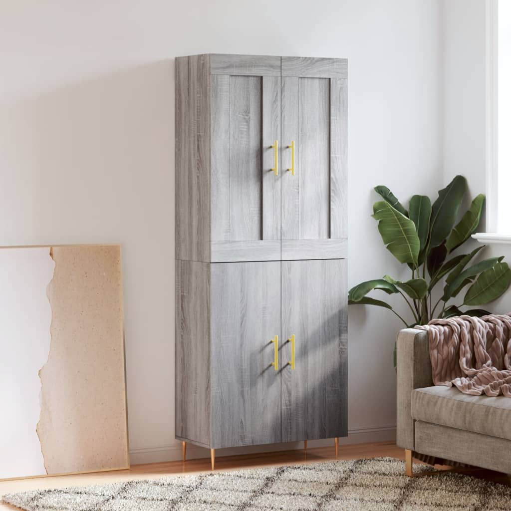 Highboard Grau Sonoma 69,5x34x180 cm Holzwerkstoff
