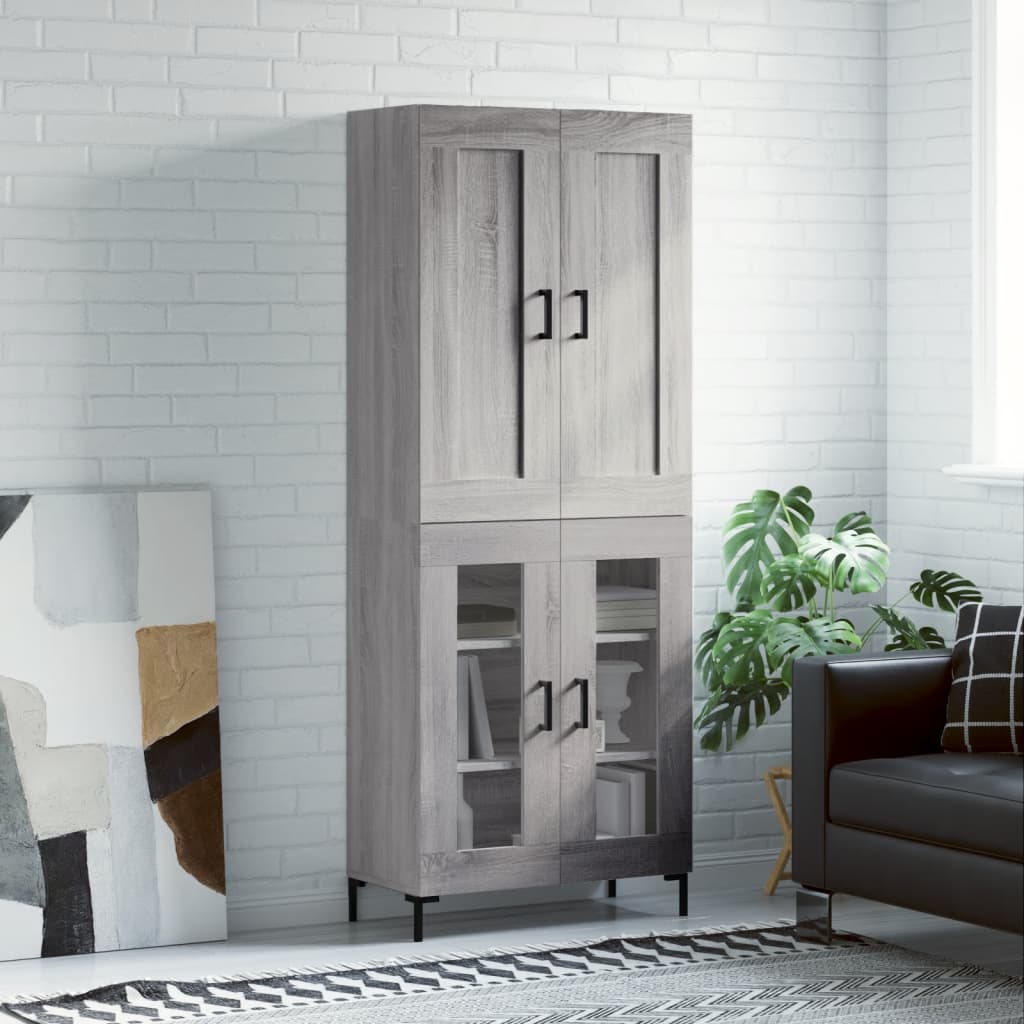 Highboard Grau Sonoma 69,5x34x180 cm Holzwerkstoff