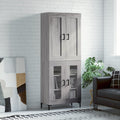 Highboard Grau Sonoma 69,5x34x180 cm Holzwerkstoff