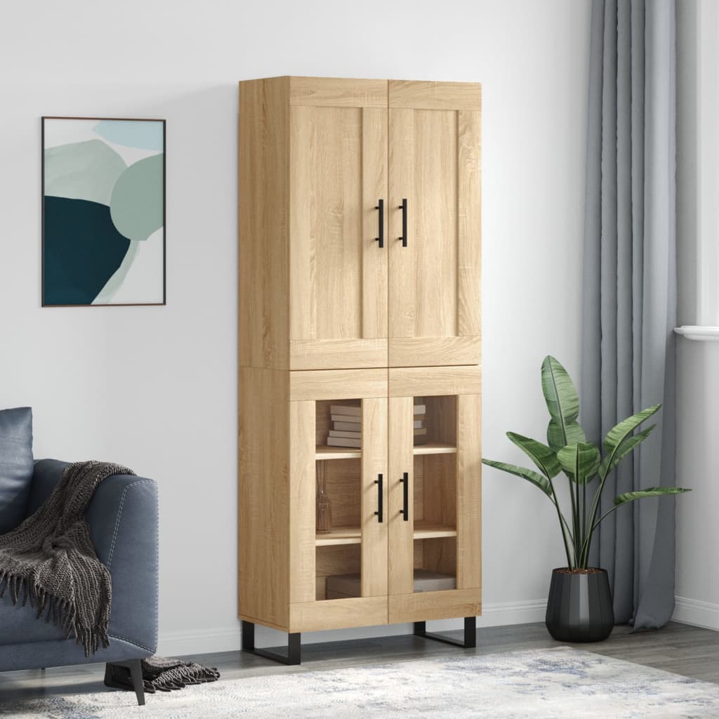 Highboard Sonoma-Eiche 69,5x34x180 cm Holzwerkstoff