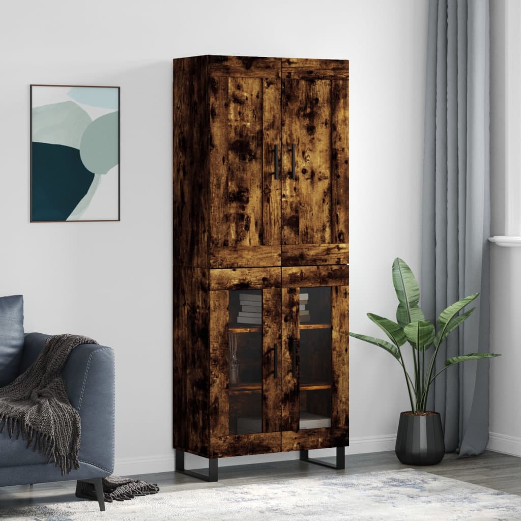 Highboard Räuchereiche 69,5x34x180 cm Holzwerkstoff