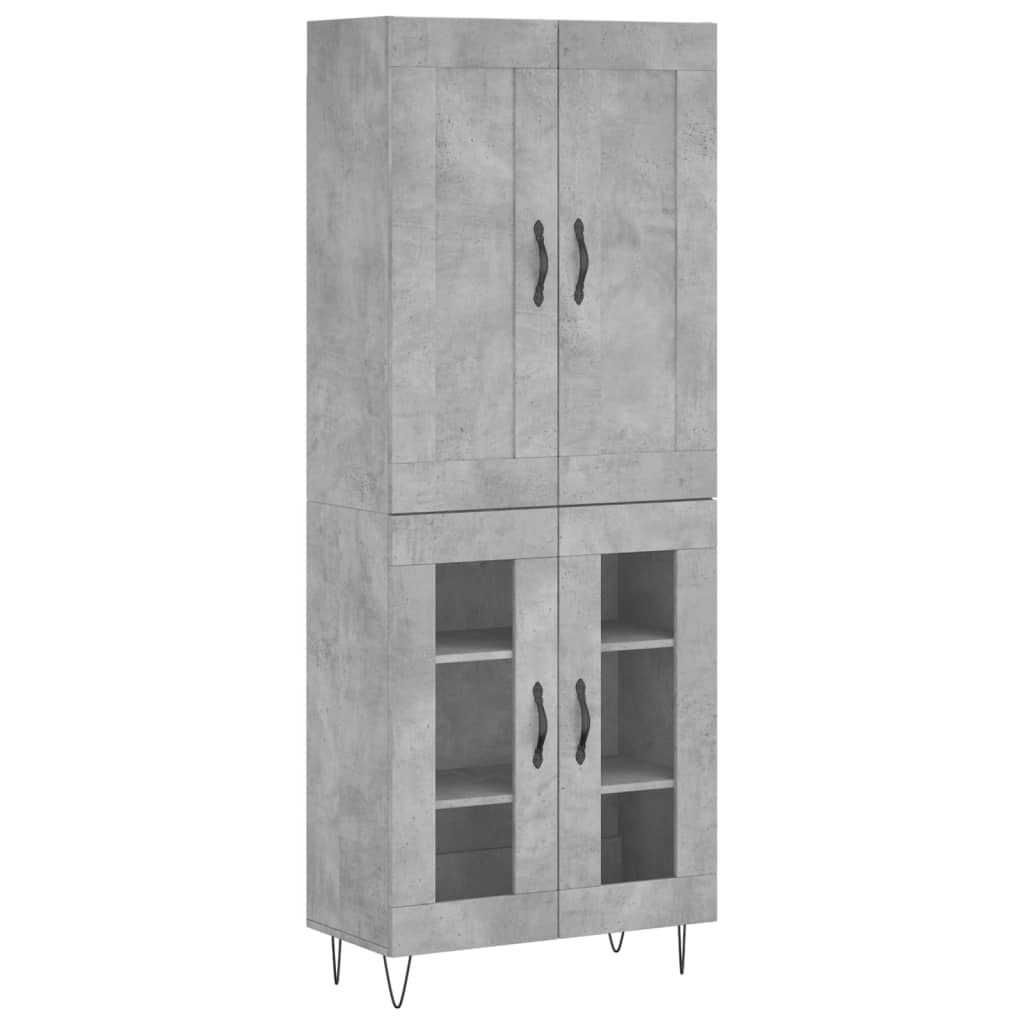 Highboard Betongrau 69,5x34x180 cm Holzwerkstoff