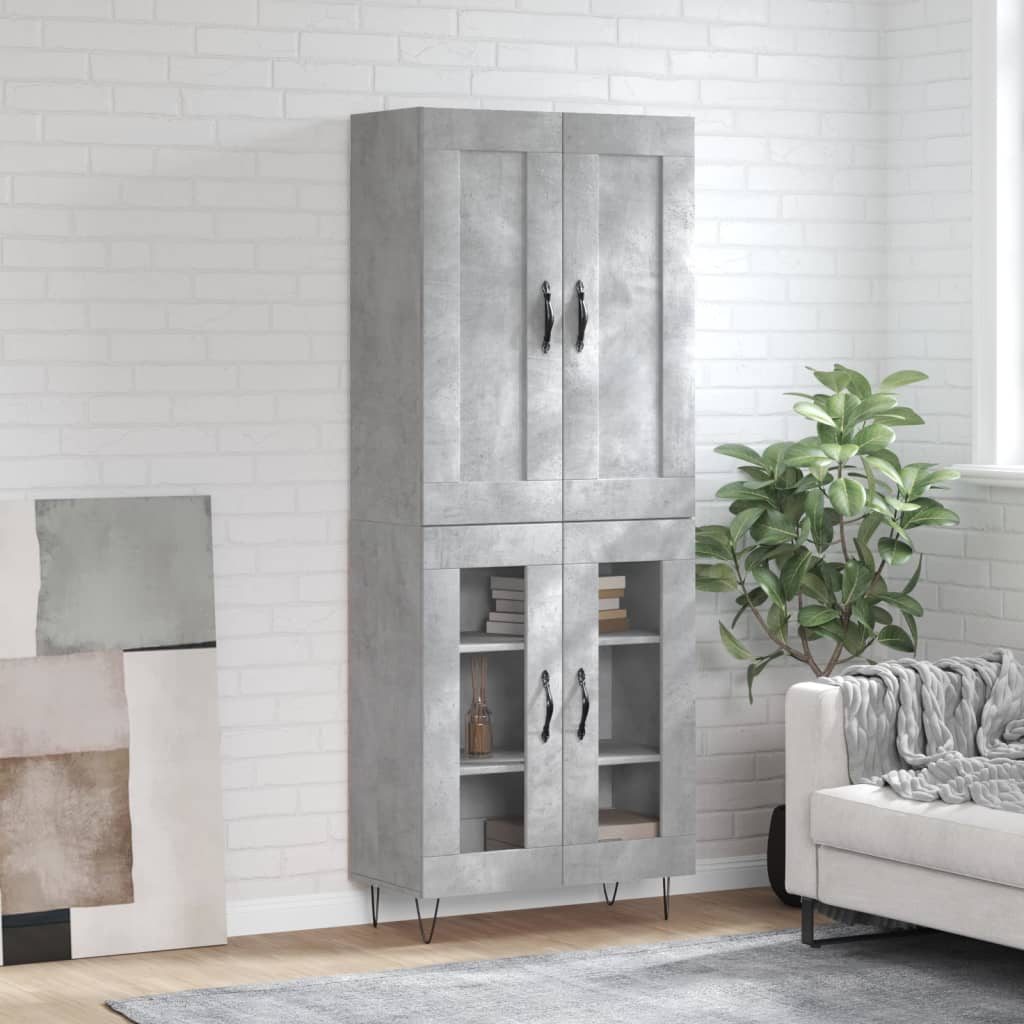Highboard Betongrau 69,5x34x180 cm Holzwerkstoff