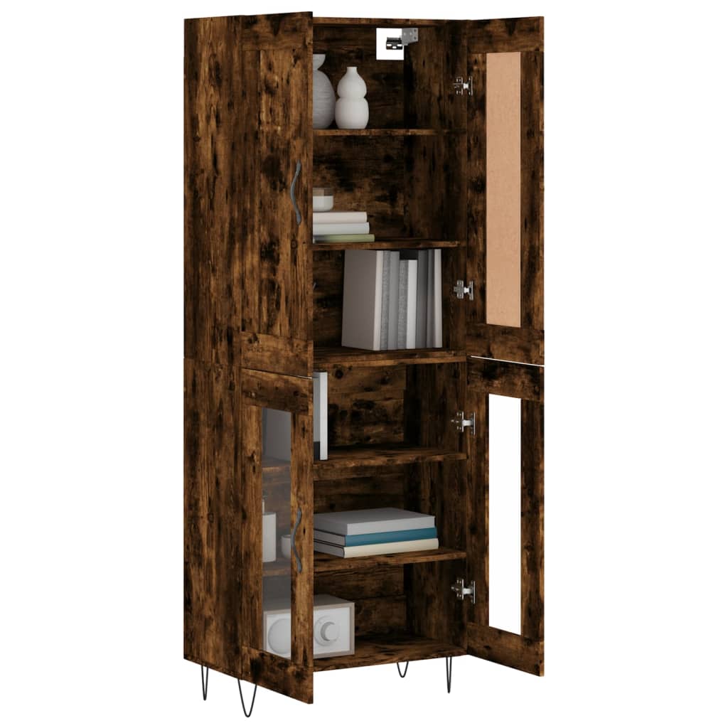 Highboard Räuchereiche 69,5x34x180 cm Holzwerkstoff