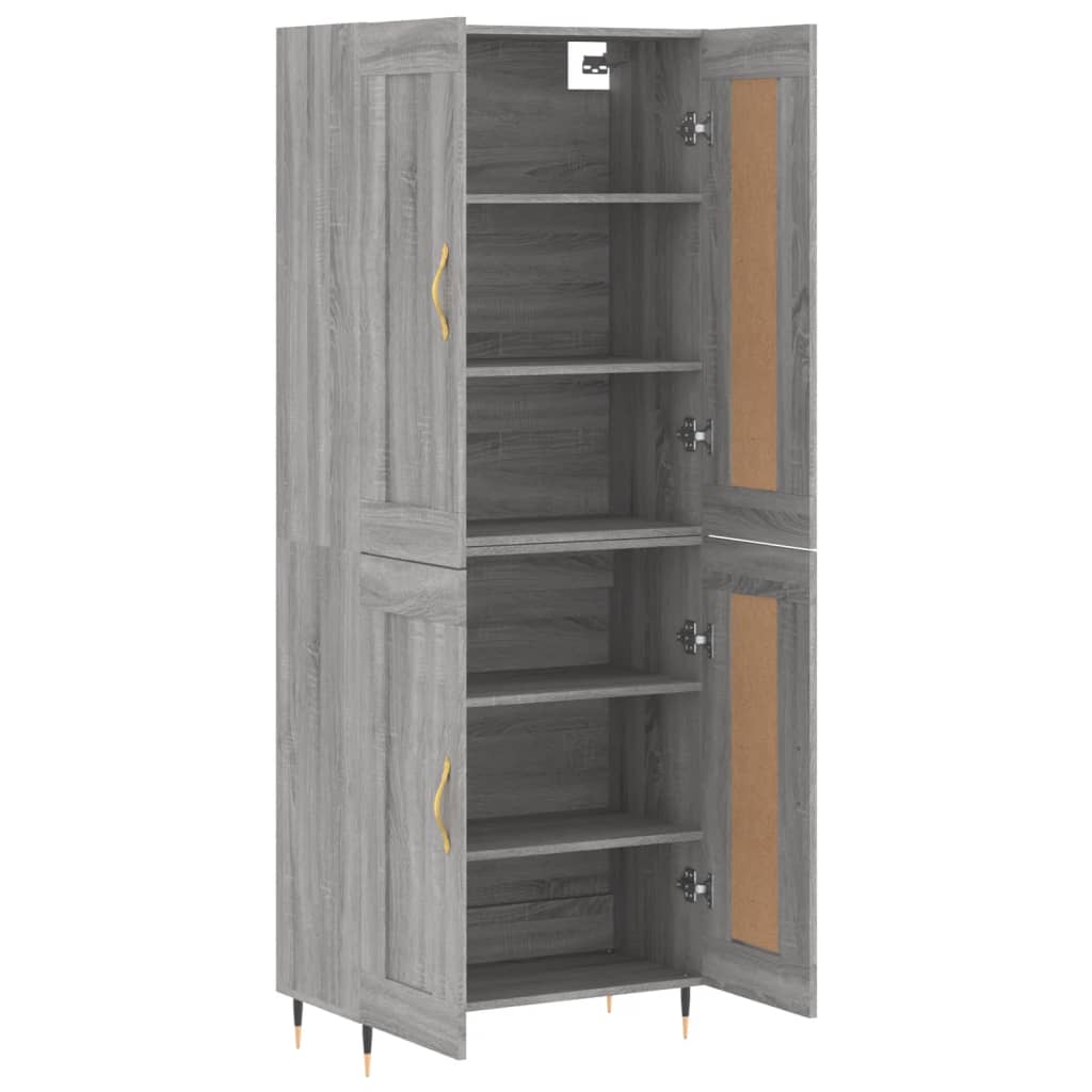 Highboard Grau Sonoma 69,5x34x180 cm Holzwerkstoff