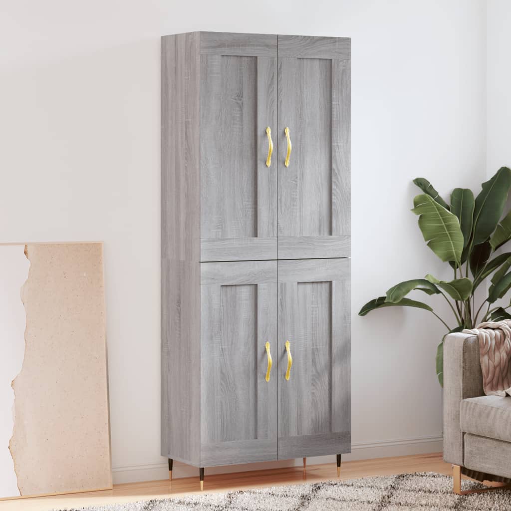 Highboard Grau Sonoma 69,5x34x180 cm Holzwerkstoff
