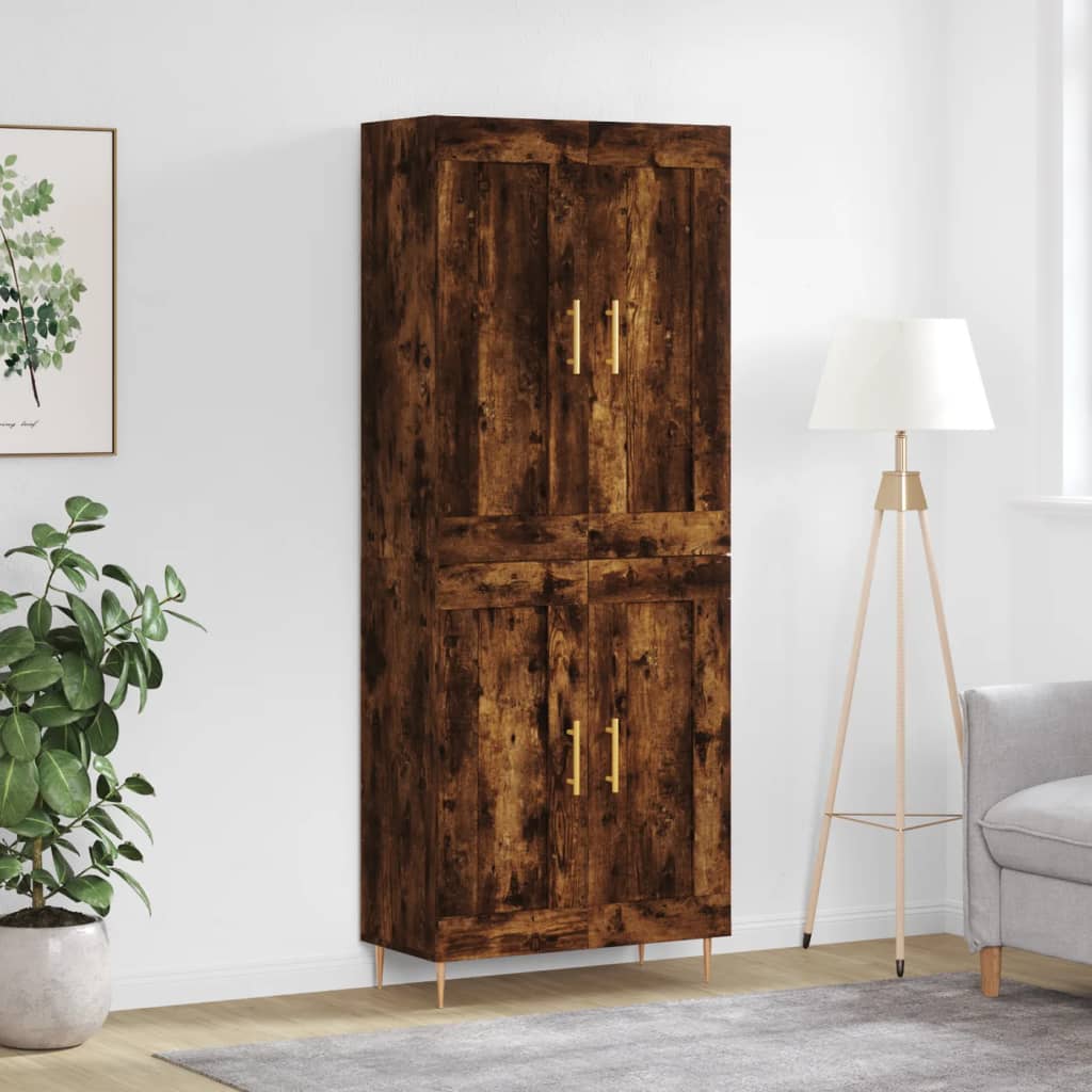 Highboard Räuchereiche 69,5x34x180 cm Holzwerkstoff
