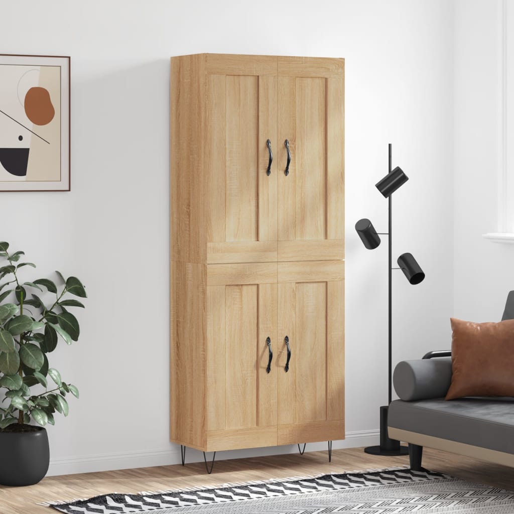 Highboard Sonoma-Eiche 69,5x34x180 cm Holzwerkstoff