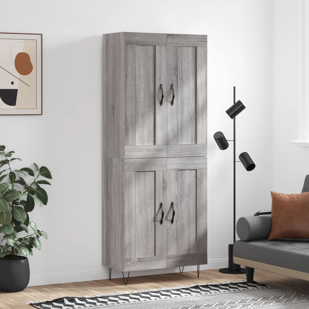 Highboard Grau Sonoma 69,5x34x180 cm Holzwerkstoff