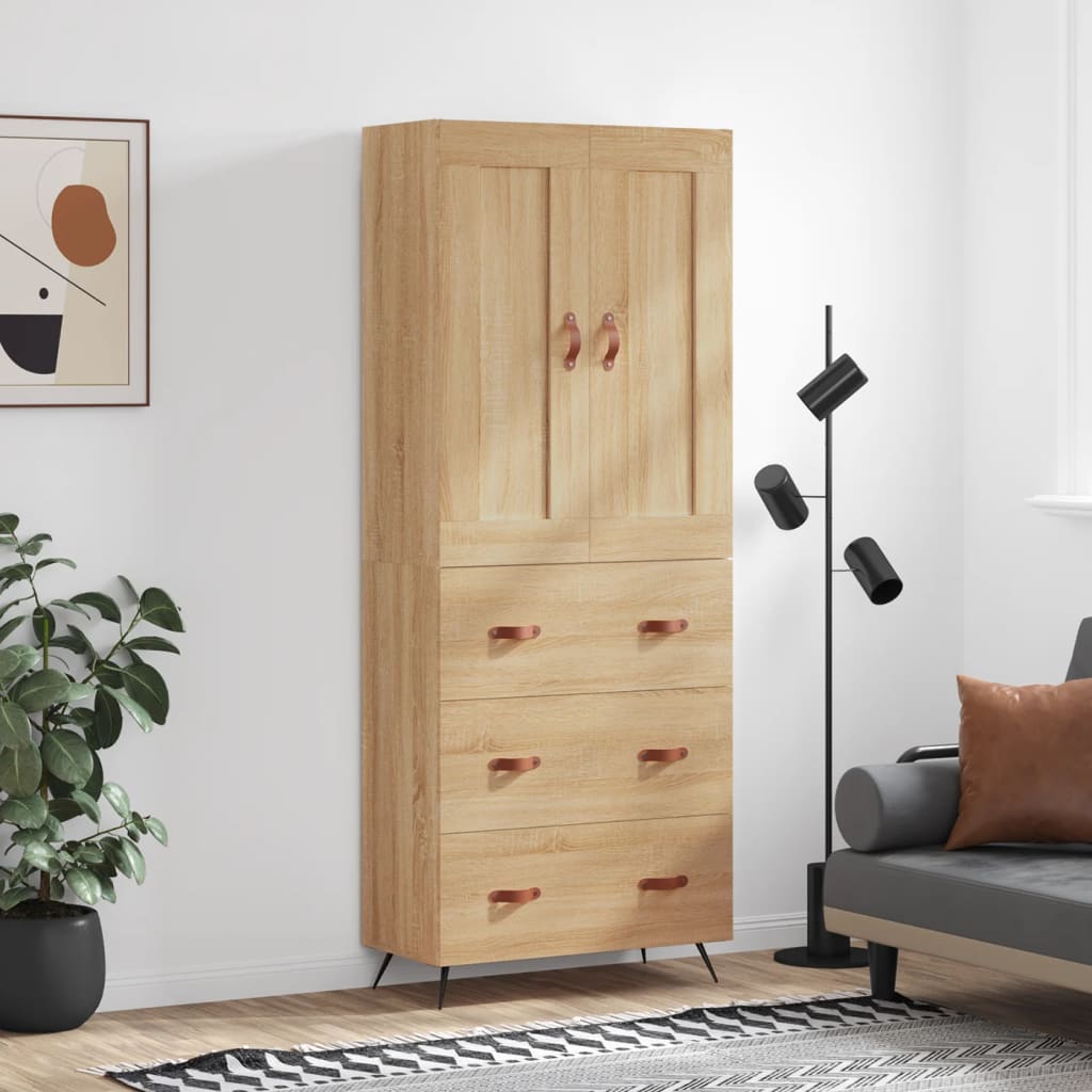 Highboard Sonoma-Eiche 69,5x34x180 cm Holzwerkstoff