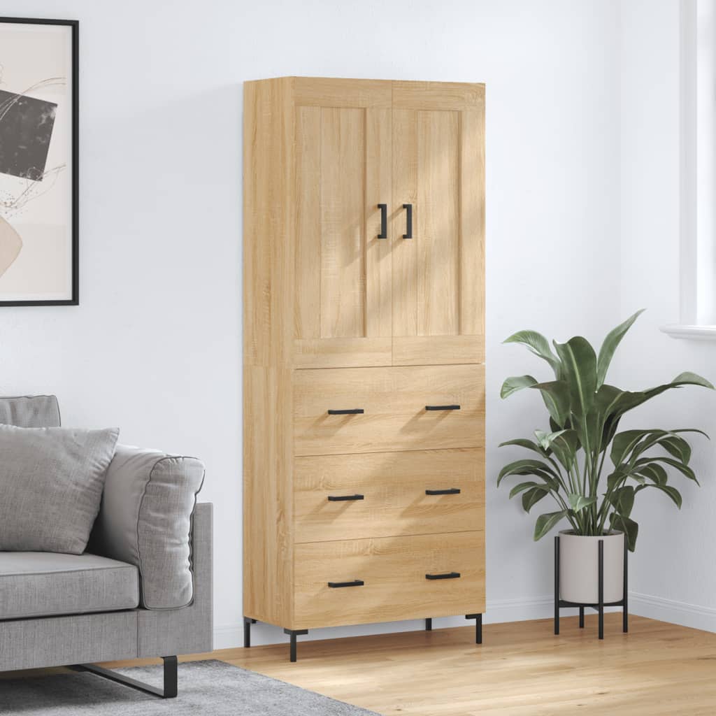 Highboard Sonoma-Eiche 69,5x34x180 cm Holzwerkstoff