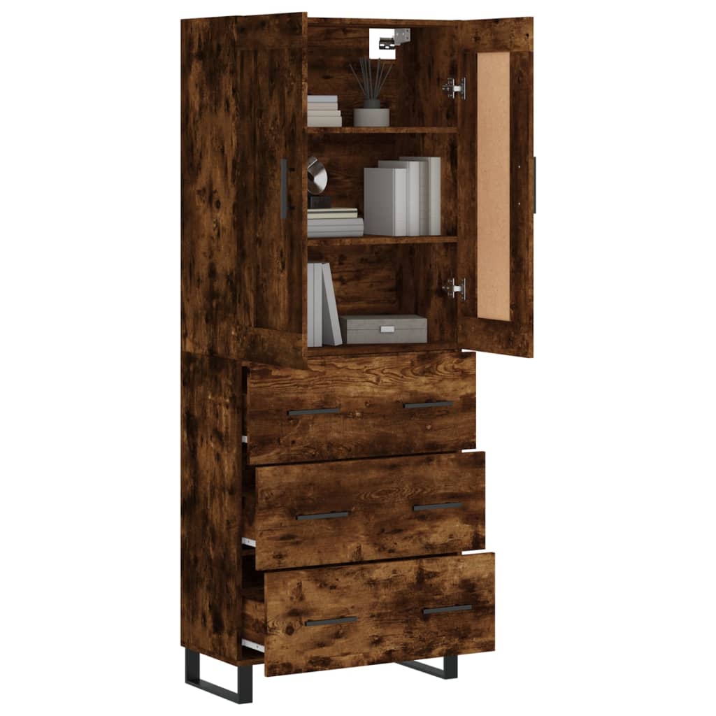 Highboard Räuchereiche 69,5x34x180 cm Holzwerkstoff