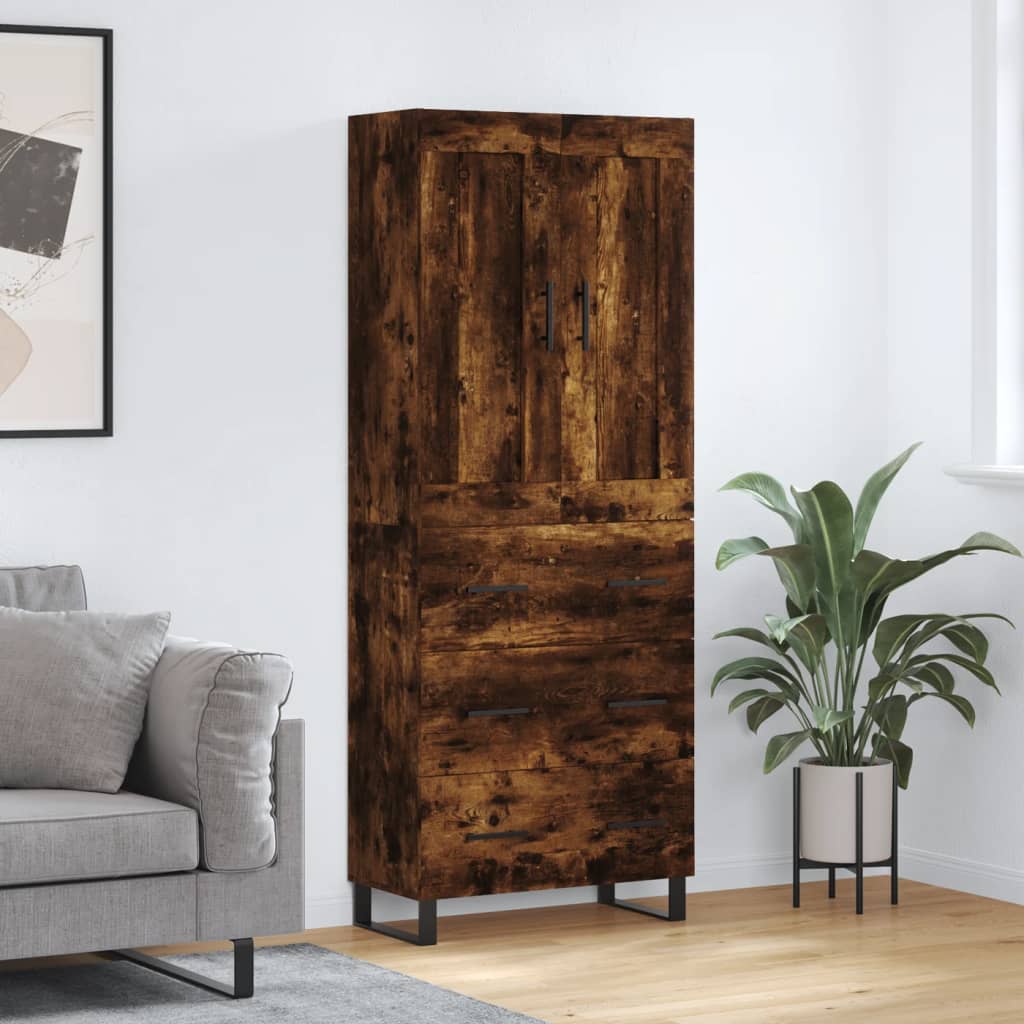 Highboard Räuchereiche 69,5x34x180 cm Holzwerkstoff