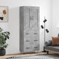 Highboard Betongrau 69,5x34x180 cm Holzwerkstoff