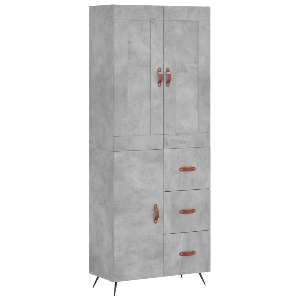 Highboard Betongrau 69,5x34x180 cm Holzwerkstoff
