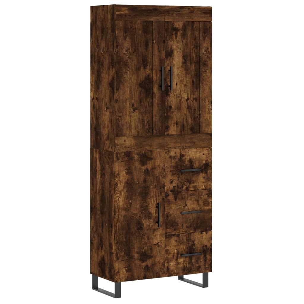 Highboard Räuchereiche 69,5x34x180 cm Holzwerkstoff