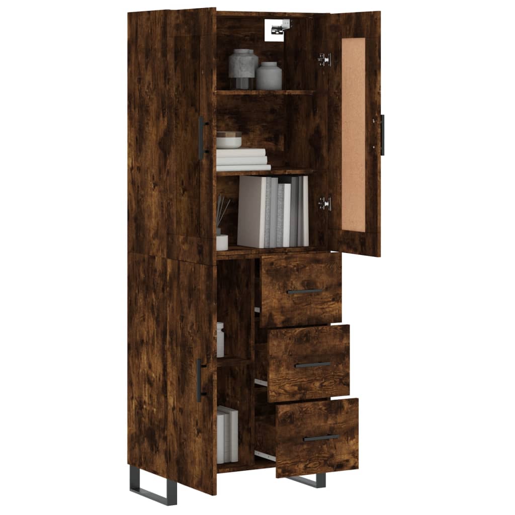Highboard Räuchereiche 69,5x34x180 cm Holzwerkstoff