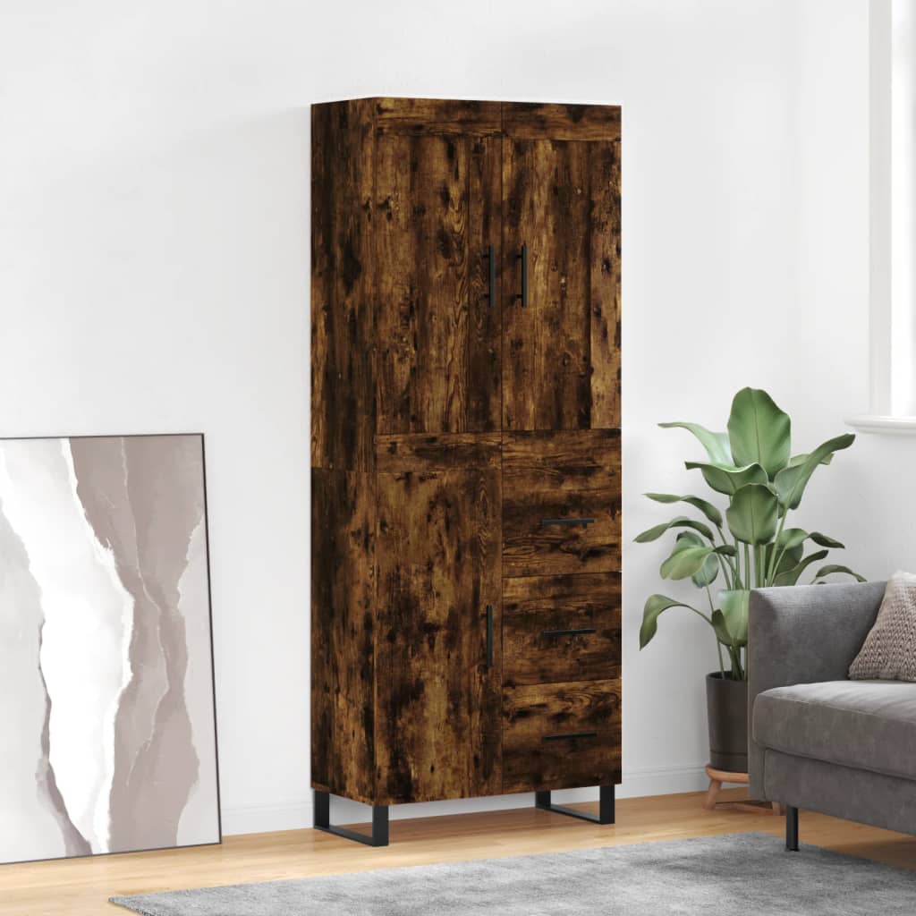 Highboard Räuchereiche 69,5x34x180 cm Holzwerkstoff