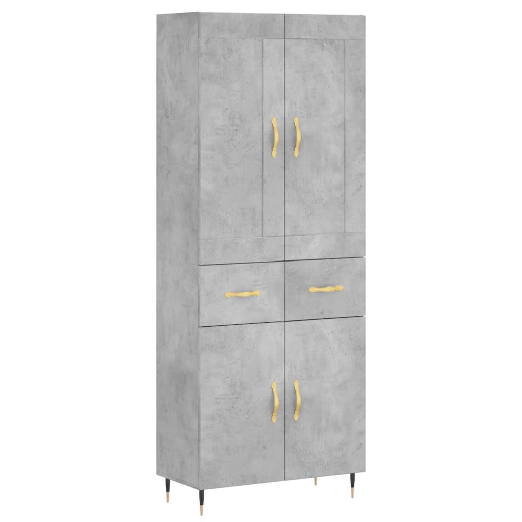 Highboard Betongrau 69,5x34x180 cm Holzwerkstoff