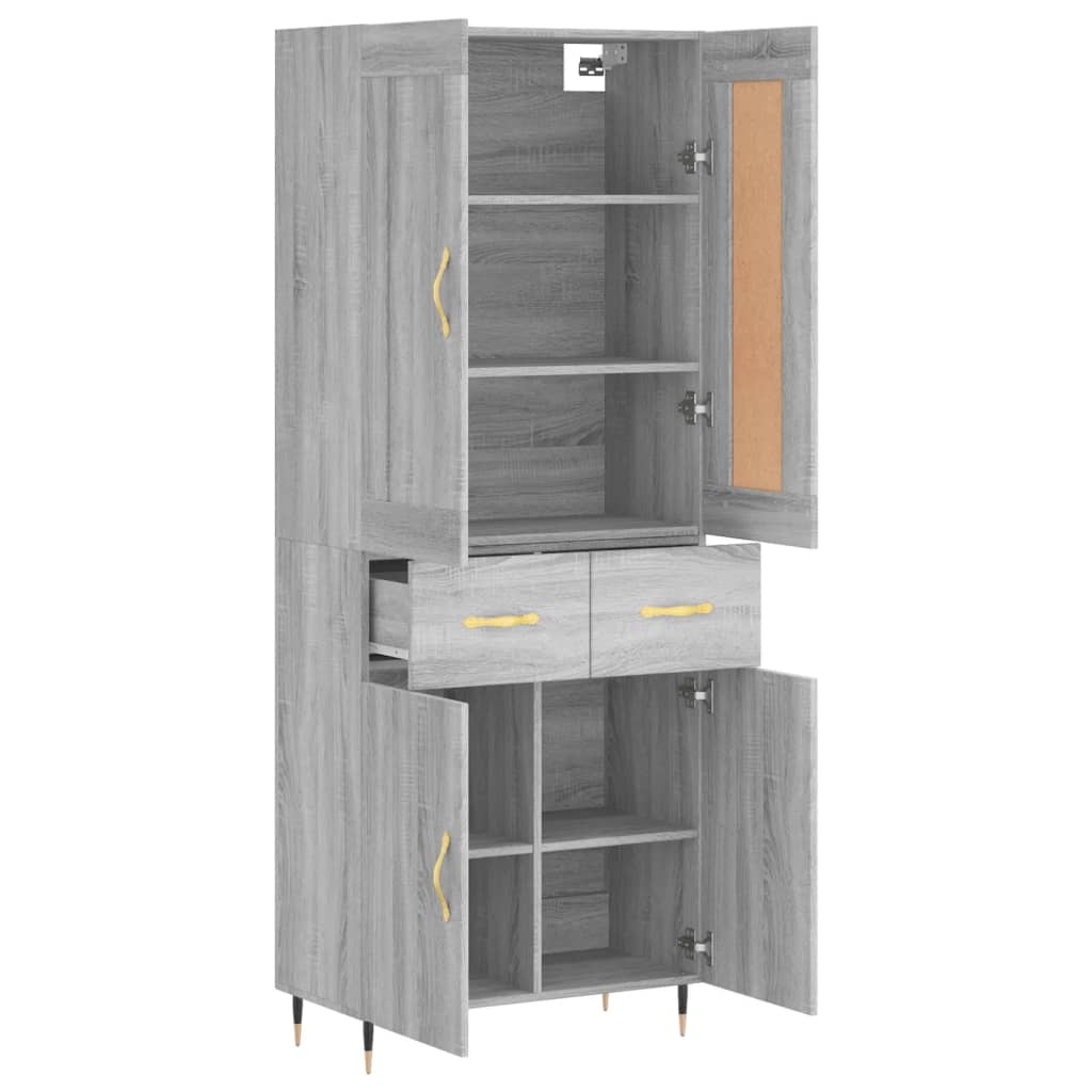 Highboard Grau Sonoma 69,5x34x180 cm Holzwerkstoff