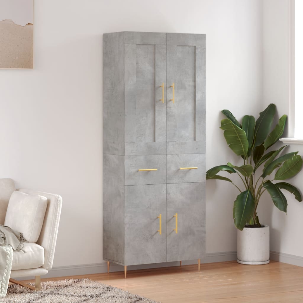 Highboard Betongrau 69,5x34x180 cm Holzwerkstoff