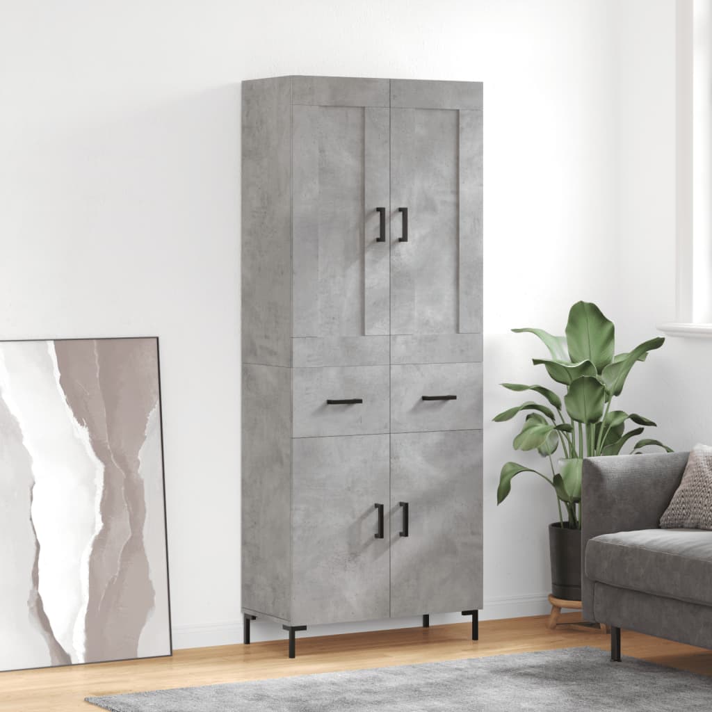 Highboard Betongrau 69,5x34x180 cm Holzwerkstoff