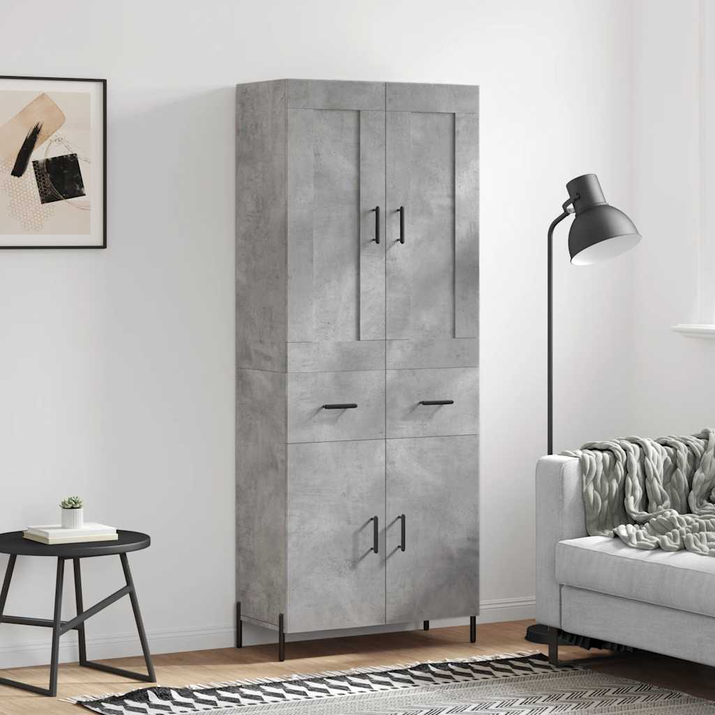 Highboard Betongrau 69,5x34x180 cm Holzwerkstoff