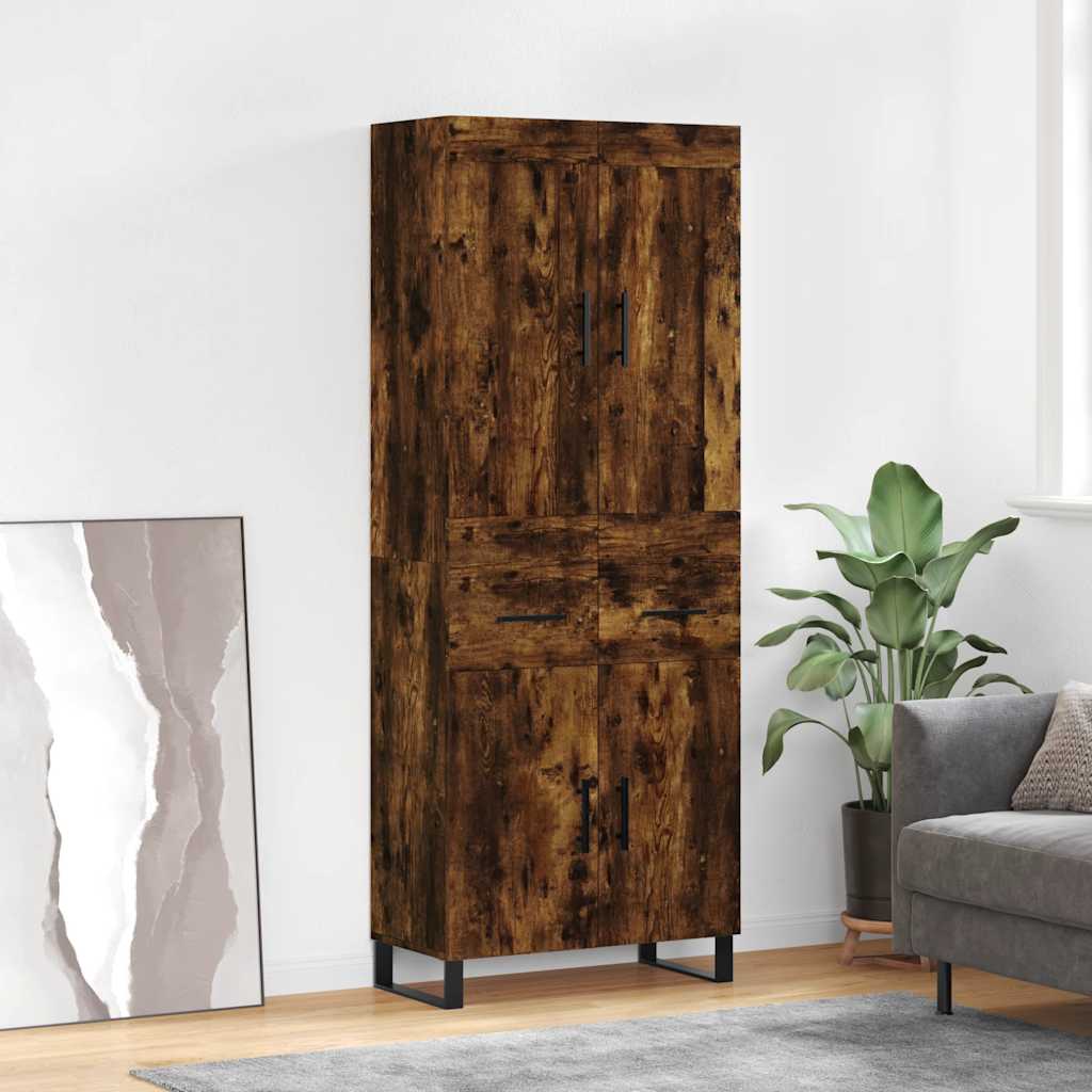 Highboard Räuchereiche 69,5x34x180 cm Holzwerkstoff