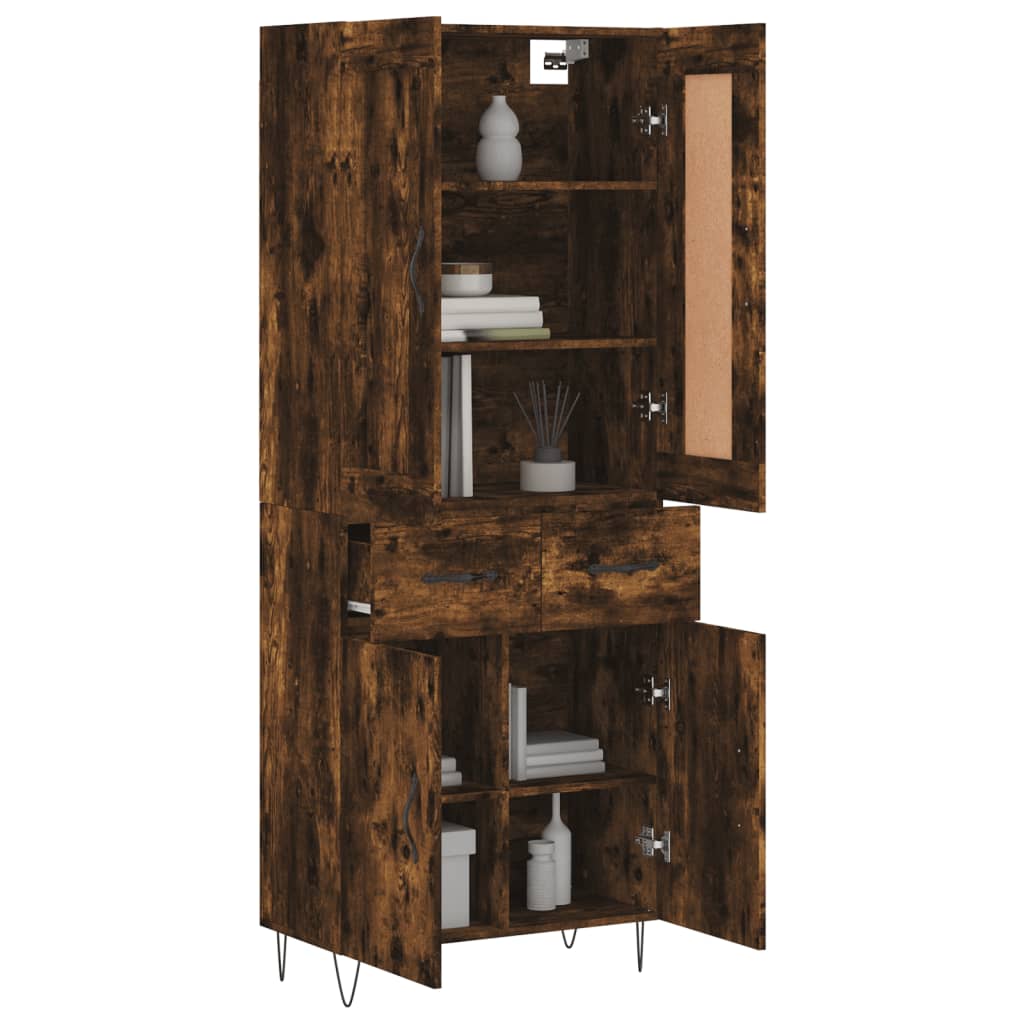 Highboard Räuchereiche 69,5x34x180 cm Holzwerkstoff