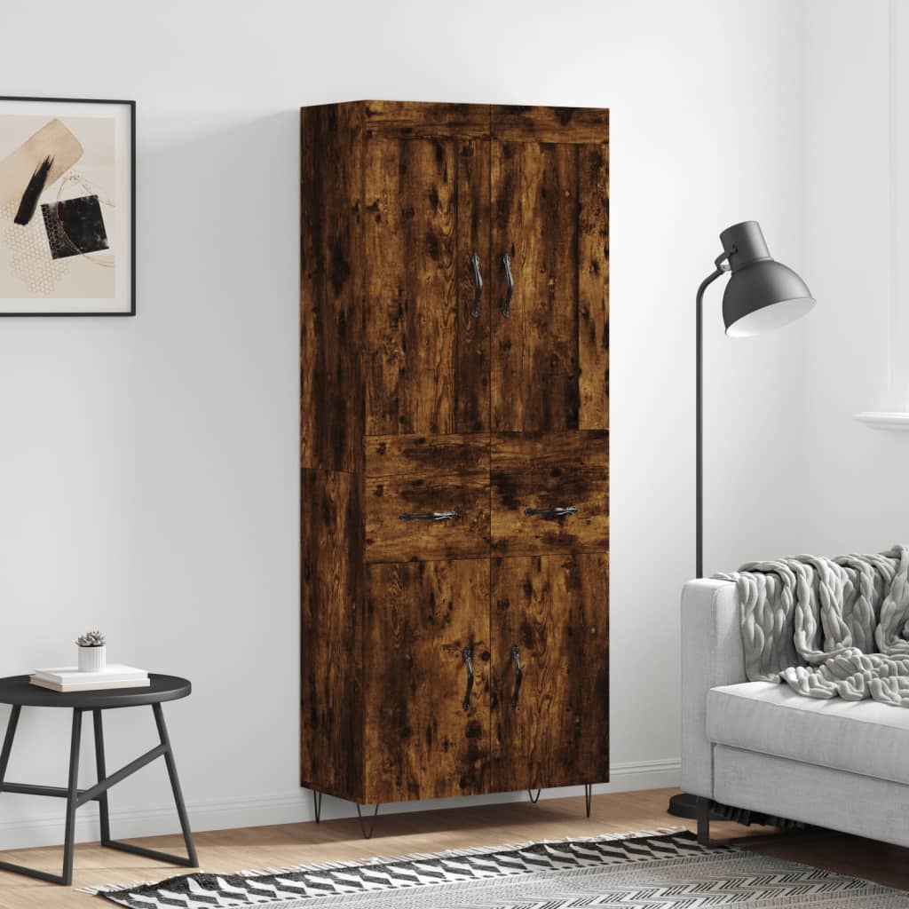 Highboard Räuchereiche 69,5x34x180 cm Holzwerkstoff