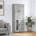 Highboard Betongrau 69,5x34x180 cm Holzwerkstoff