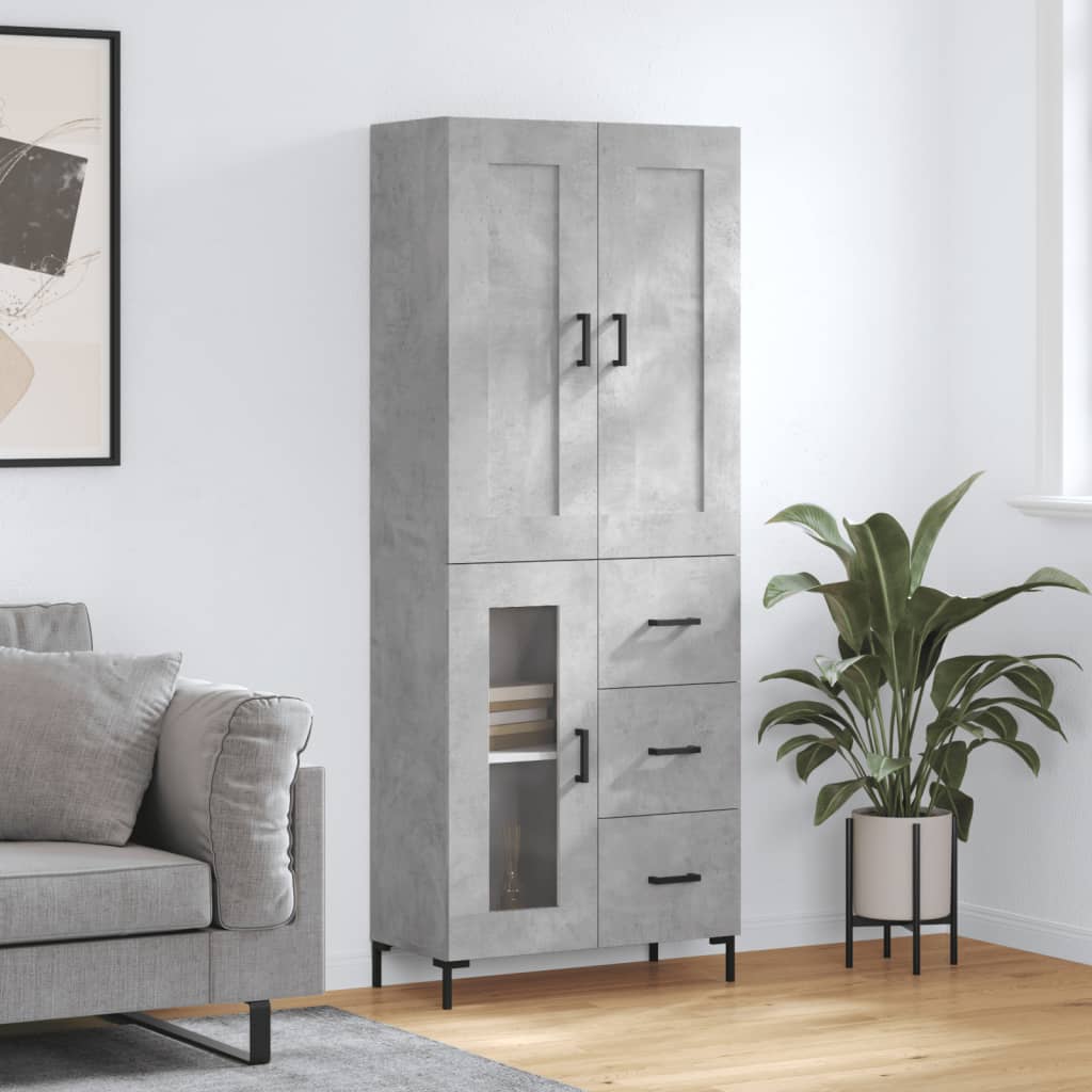 Highboard Betongrau 69,5x34x180 cm Holzwerkstoff