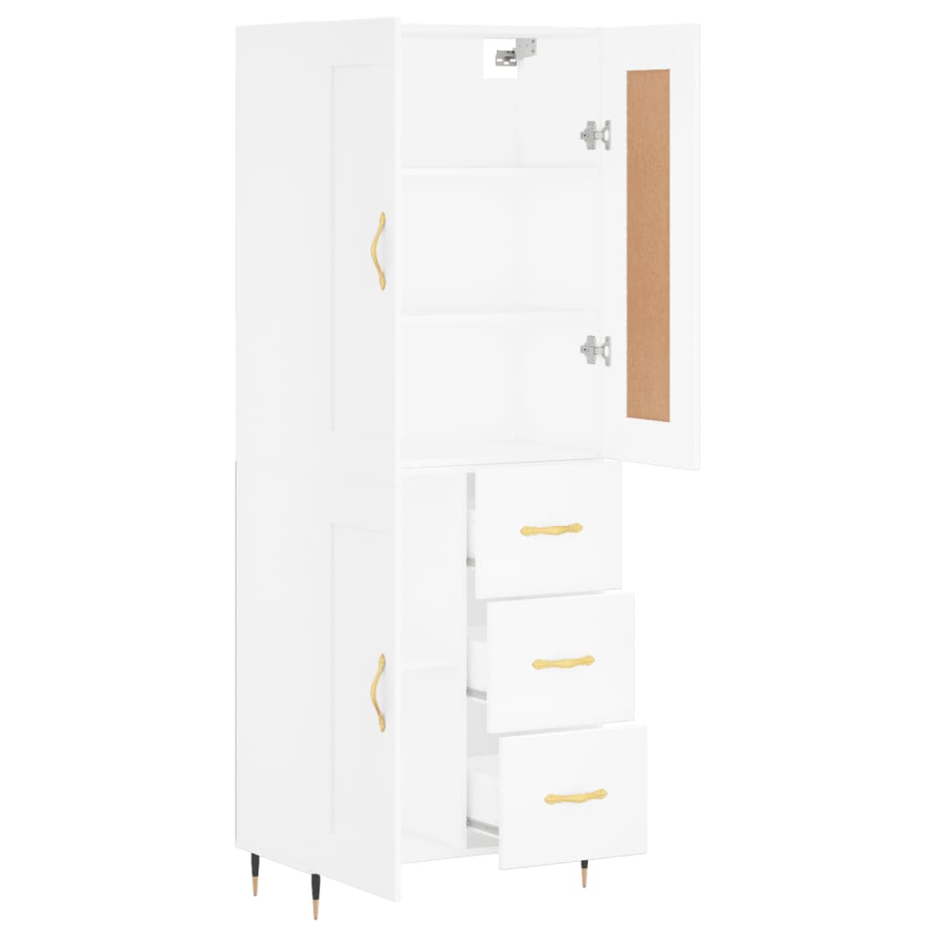 Highboard Weiß 69,5x34x180 cm Holzwerkstoff