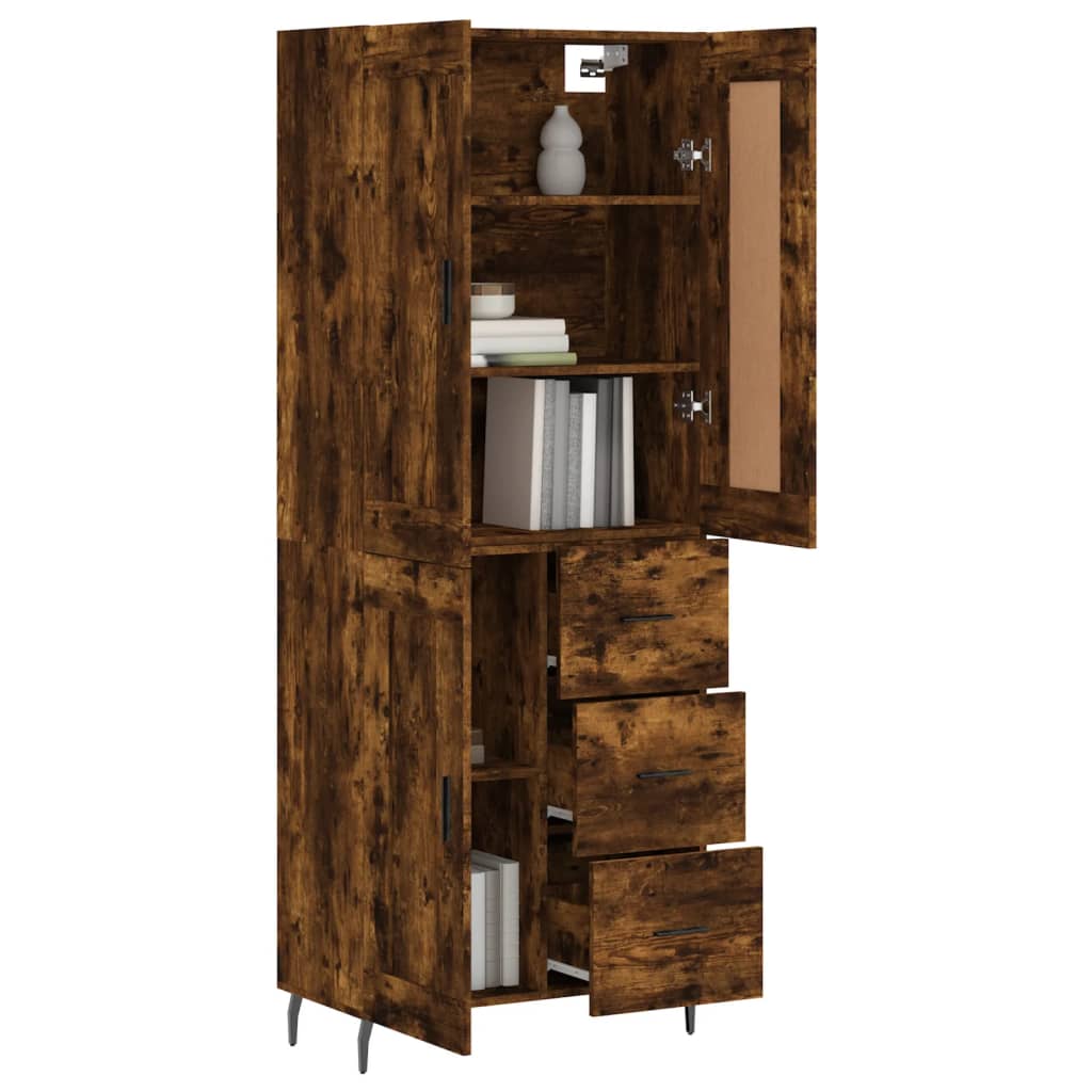 Highboard Räuchereiche 69,5x34x180 cm Holzwerkstoff