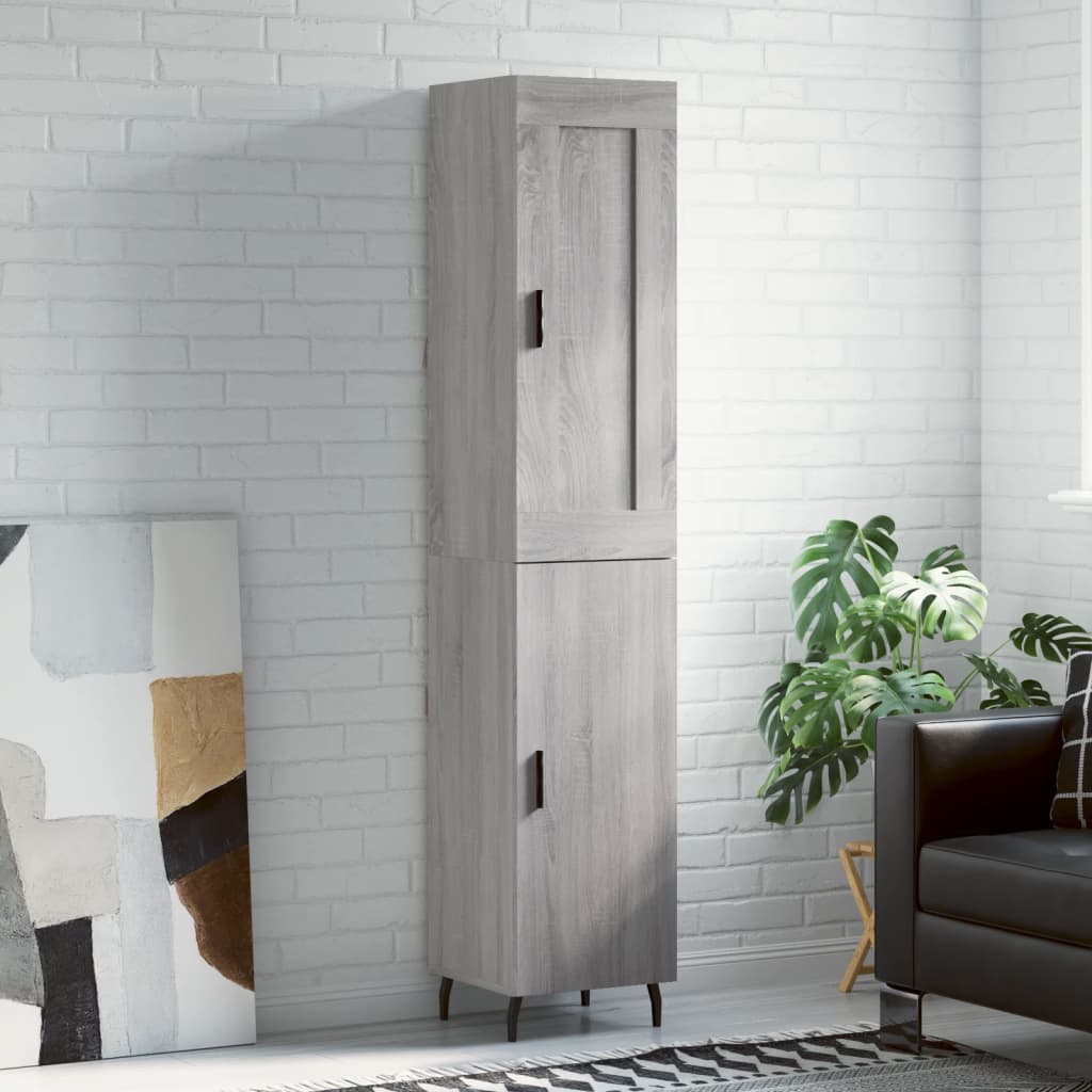 Highboard Grau Sonoma 34,5x34x180 cm Holzwerkstoff