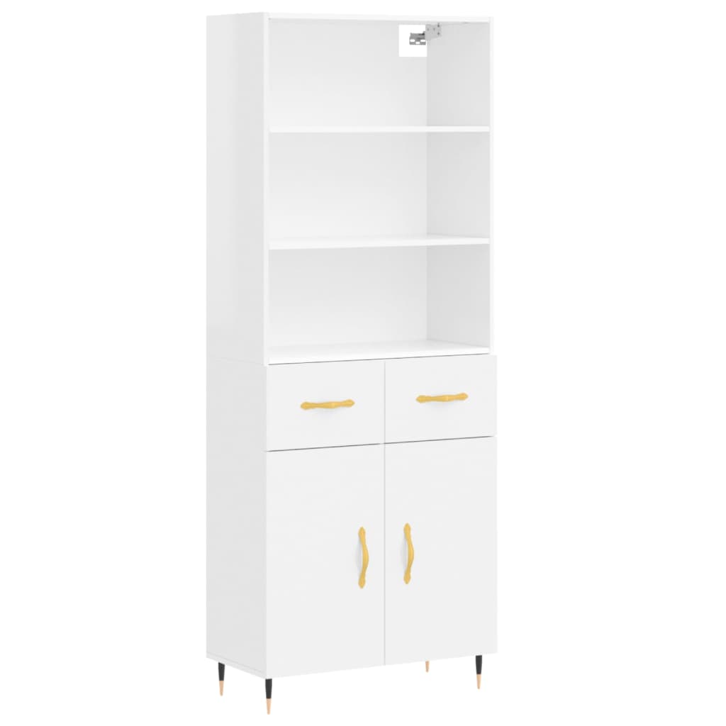 Highboard Hochglanz-Weiß 69,5x34x180 cm Holzwerkstoff