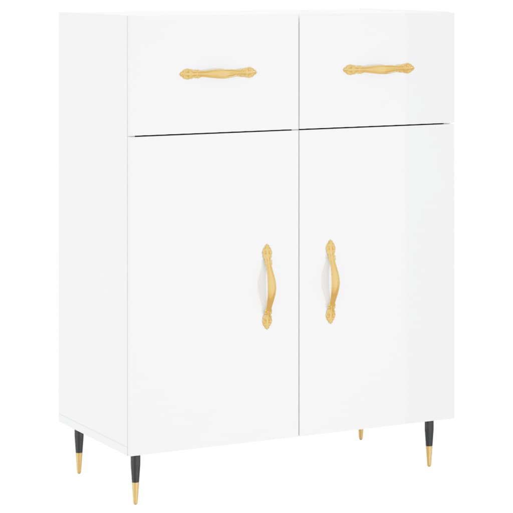Highboard Hochglanz-Weiß 69,5x34x180 cm Holzwerkstoff