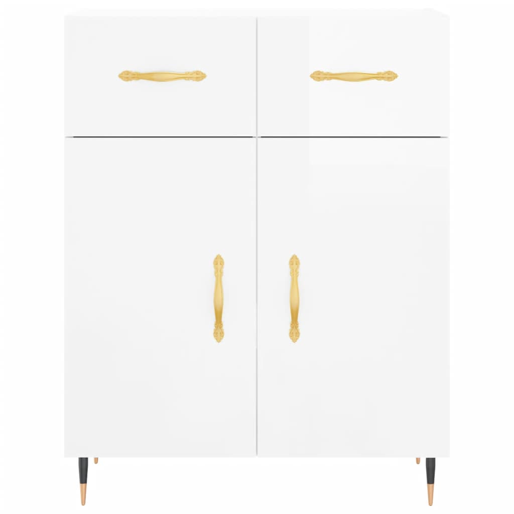 Highboard Hochglanz-Weiß 69,5x34x180 cm Holzwerkstoff