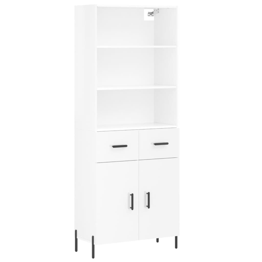 Highboard Hochglanz-Weiß 69,5x34x180 cm Holzwerkstoff