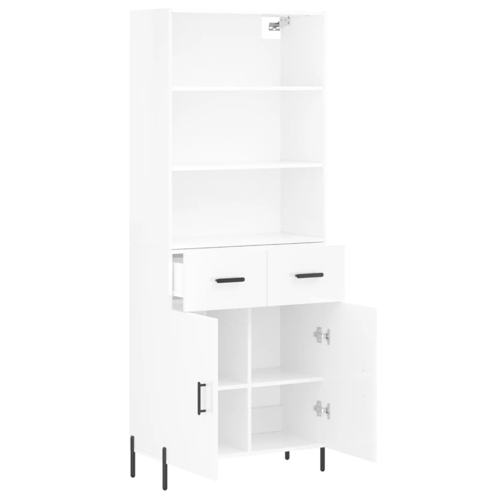 Highboard Hochglanz-Weiß 69,5x34x180 cm Holzwerkstoff