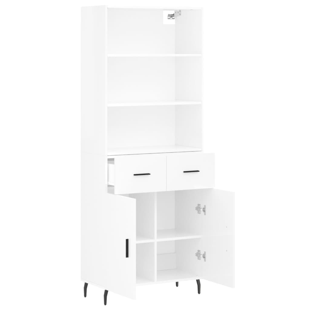 Highboard Hochglanz-Weiß 69,5x34x180 cm Holzwerkstoff
