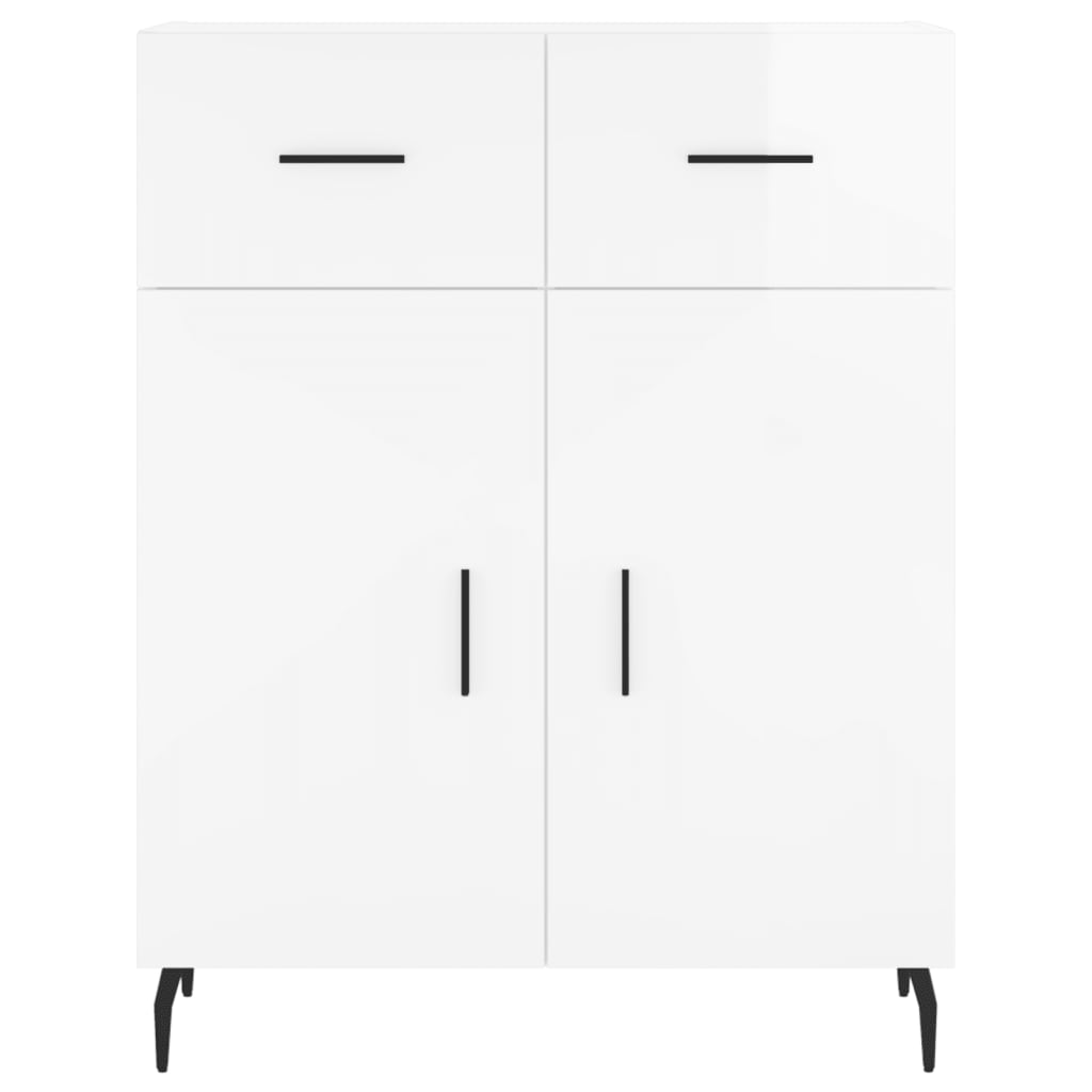 Highboard Hochglanz-Weiß 69,5x34x180 cm Holzwerkstoff
