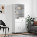Highboard Hochglanz-Weiß 69,5x34x180 cm Holzwerkstoff