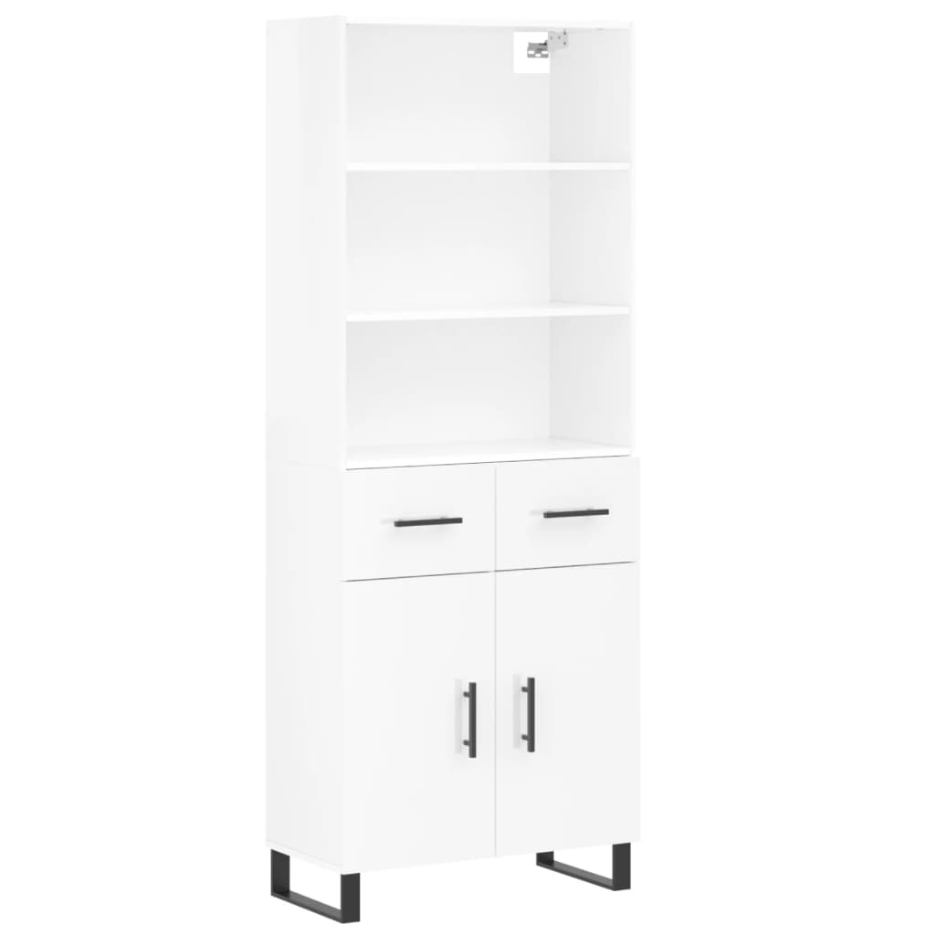 Highboard Hochglanz-Weiß 69,5x34x180 cm Holzwerkstoff