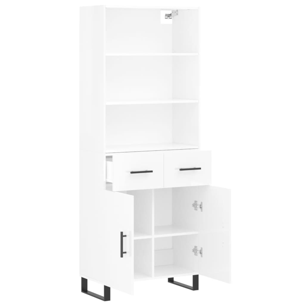 Highboard Hochglanz-Weiß 69,5x34x180 cm Holzwerkstoff