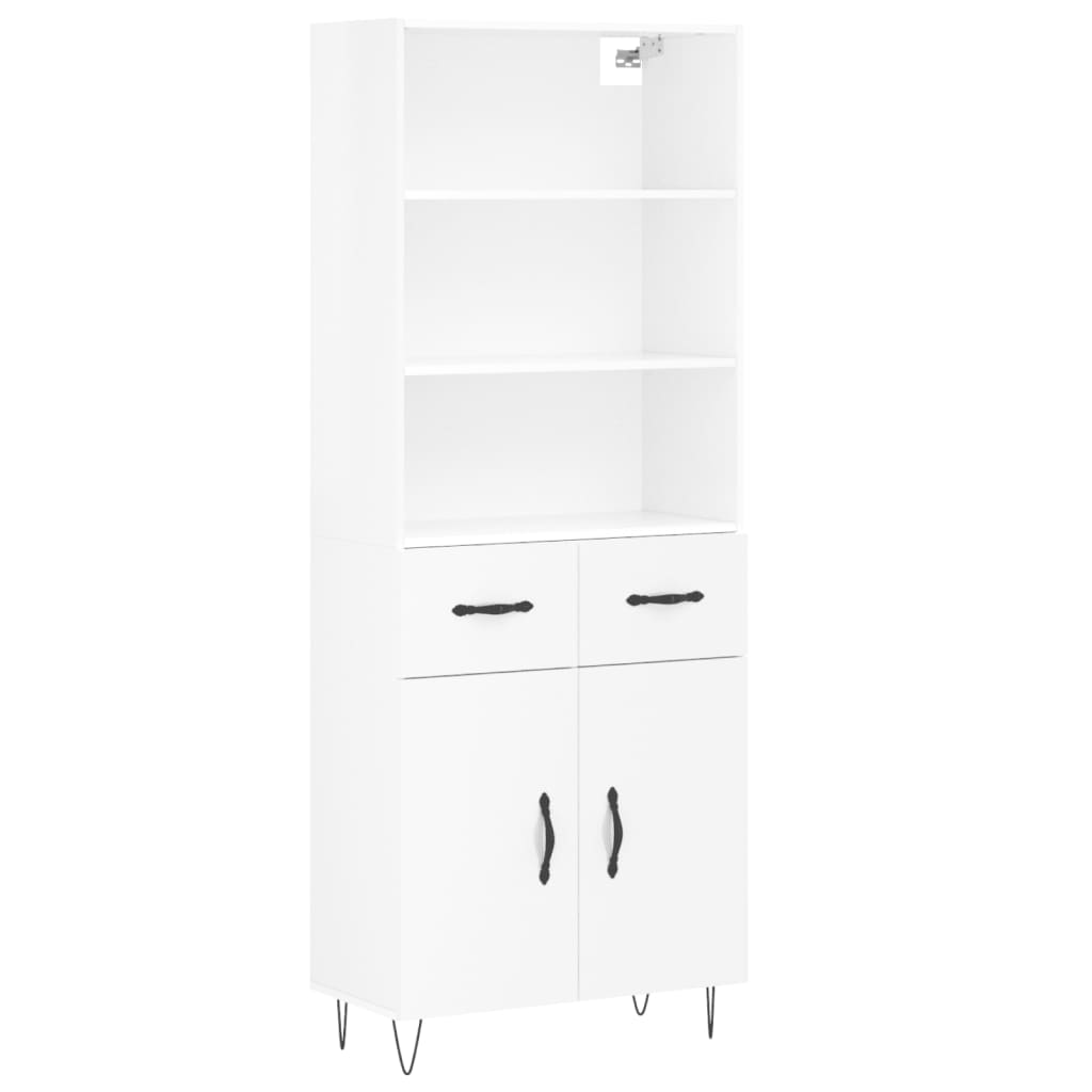 Highboard Hochglanz-Weiß 69,5x34x180 cm Holzwerkstoff