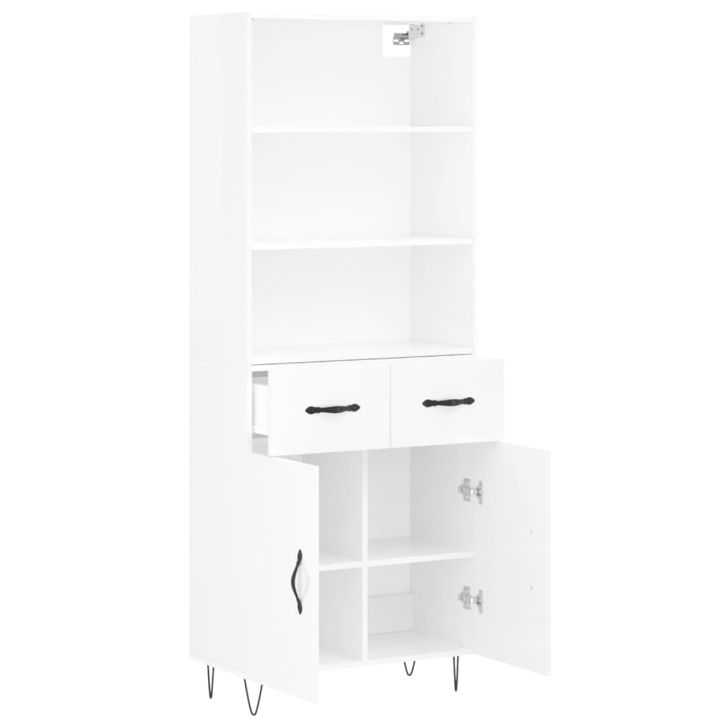 Highboard Hochglanz-Weiß 69,5x34x180 cm Holzwerkstoff
